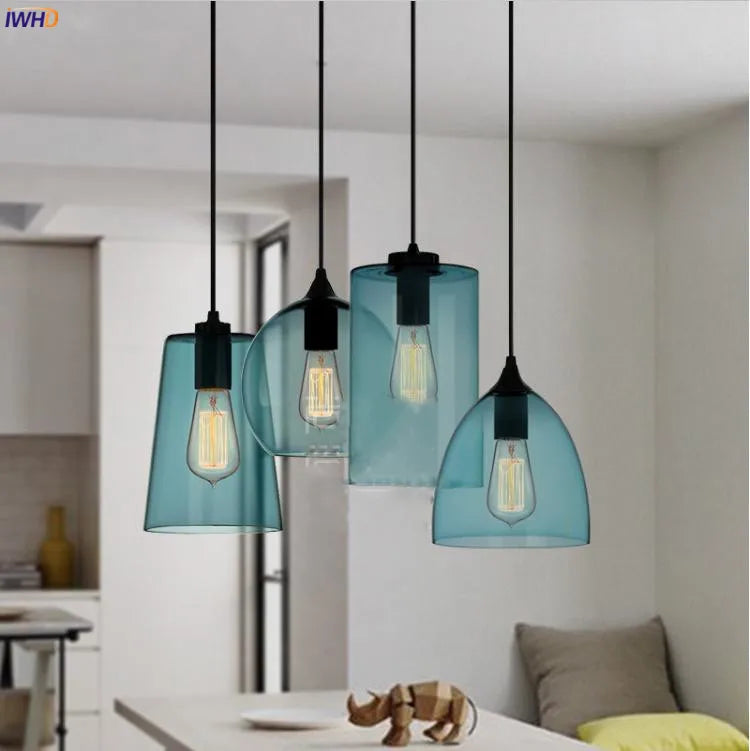 DecorBites™ Glass LED Pendant Lamp: Modern Nordic Style Hanging Light for Home, Cafe, or Bar
