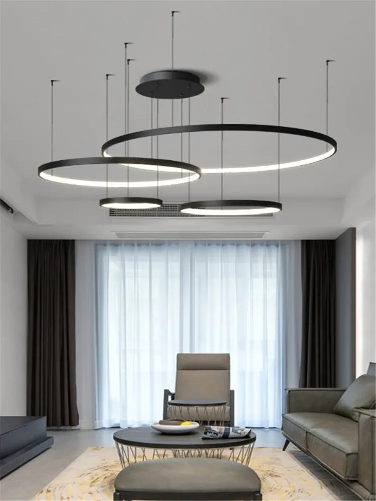 DecorBites™ LED Ring Chandelier Ceiling Pendant Modern Round Circle Lamps