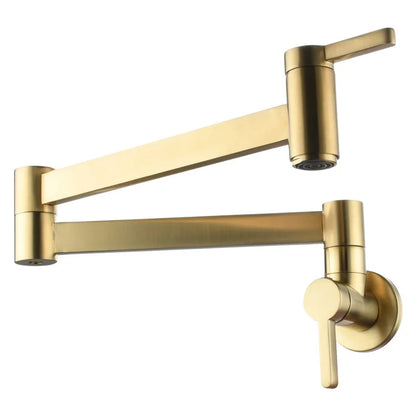 DecorBites™ Brushed Gold Brass Wall Mounted Pot Filler Faucet with Rotating Foldable Spout