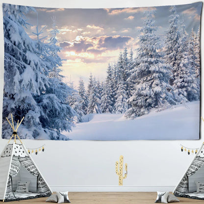 Decobites Snow Scenery Bohemian Tapestry Wall Hanging for Small Fresh Living Room Decor