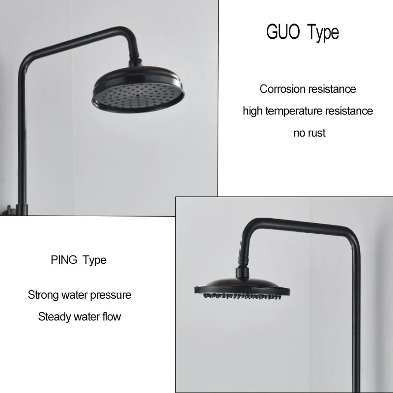 DecorBites™ Black Brass Bath Shower Faucet Set with Handshower and Tub Spout