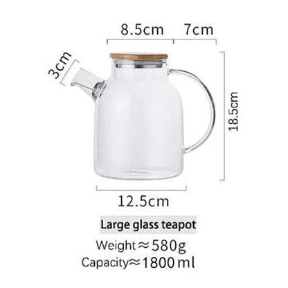 إبريق شاي ديكوربايتس™ من زجاج البورسليكات الشفاف سعة ١.٨ لتر | طقم شاي زهور مقاوم للحرارة