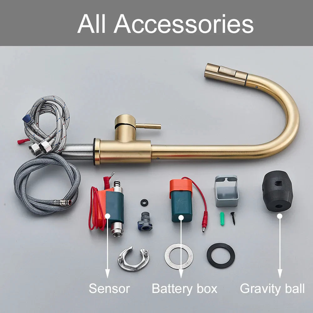 DecorBites™ Gold Kitchen Faucet with Touch Sensor Control for Sensitive Mixer Experience