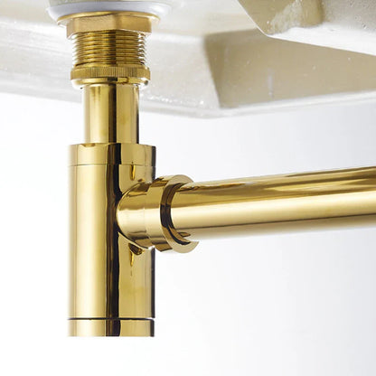DecorBites™ Brass Basin Wast Drain P-trap for Bathroom Sink - Black/Brushed Gold/Chrome