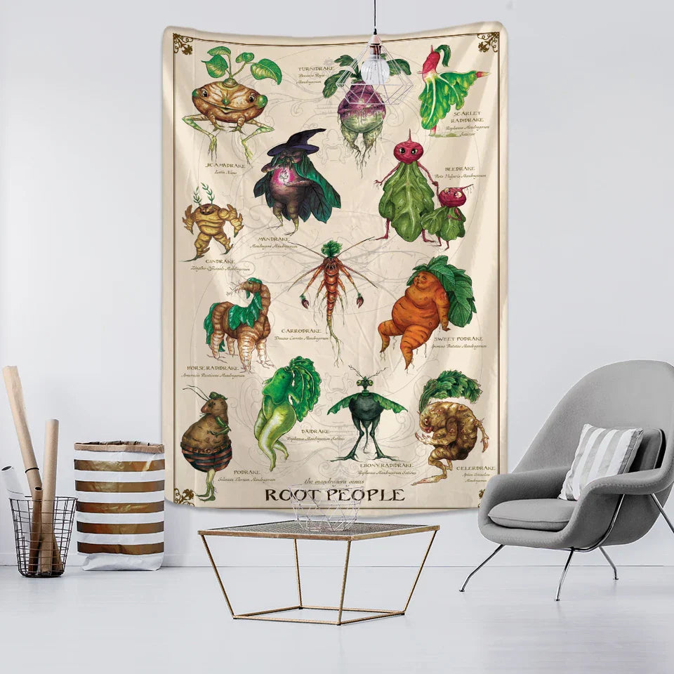 Decobites Vegetable Tarot Tapestry Wall Hanging for Bohemian Home Decor