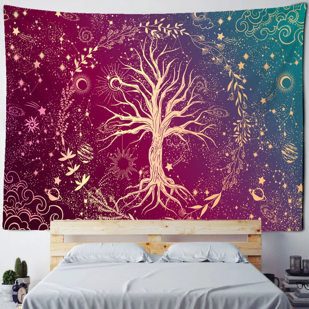 Tree Of Life Tapestry Wall Hanging Nature Landscape Aesthetic Room Decor by Decobites