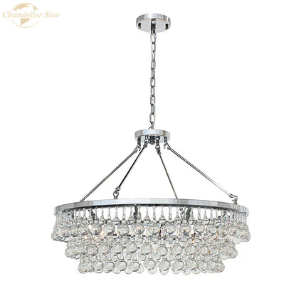 DecorBites™ LED Round Glass Chandeliers Raindrop Pendant Lights Modern Living Hanging Lamps