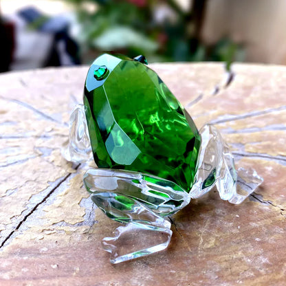 DecorBites™ Crystal Frog Figurine Collection | Glass Animal Paperweight Table Ornament & Home Decor