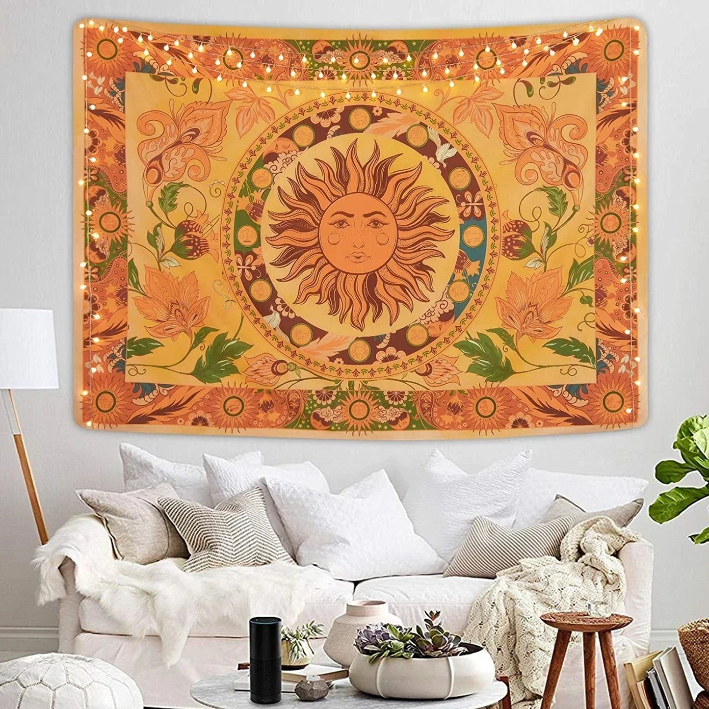 Decobites Retro Floral Vines Tapestry: Vintage Boho Wall Hanging for Hippie Room