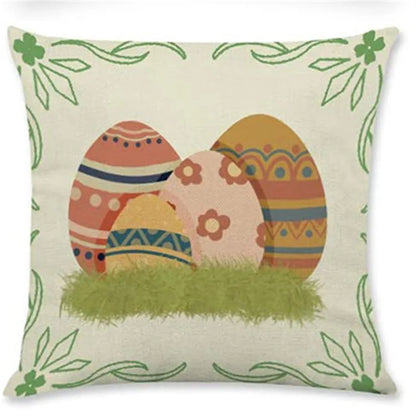 DecorBites™ Easter Rabbit Eggs Linen Pillowcase 45*45CM