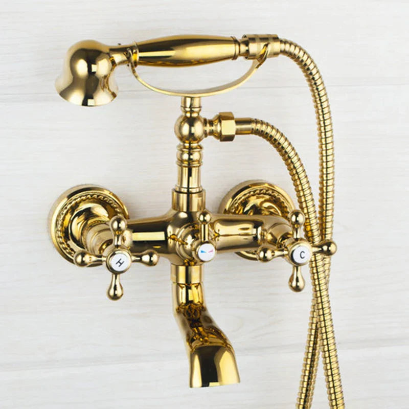 DecorBites™ Golden Double Handles Shower Faucet Mixer for Bathroom Sink and Bathtub