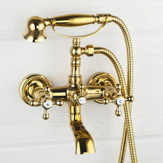 DecorBites™ Golden Double Handles Shower Faucet Mixer for Bathroom Sink and Bathtub