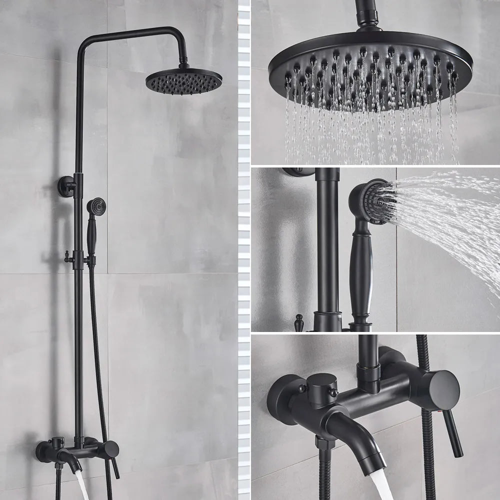 DecorBites™ Gold Polish 8" Rain Shower System Wall Mounted Bathtub Faucet