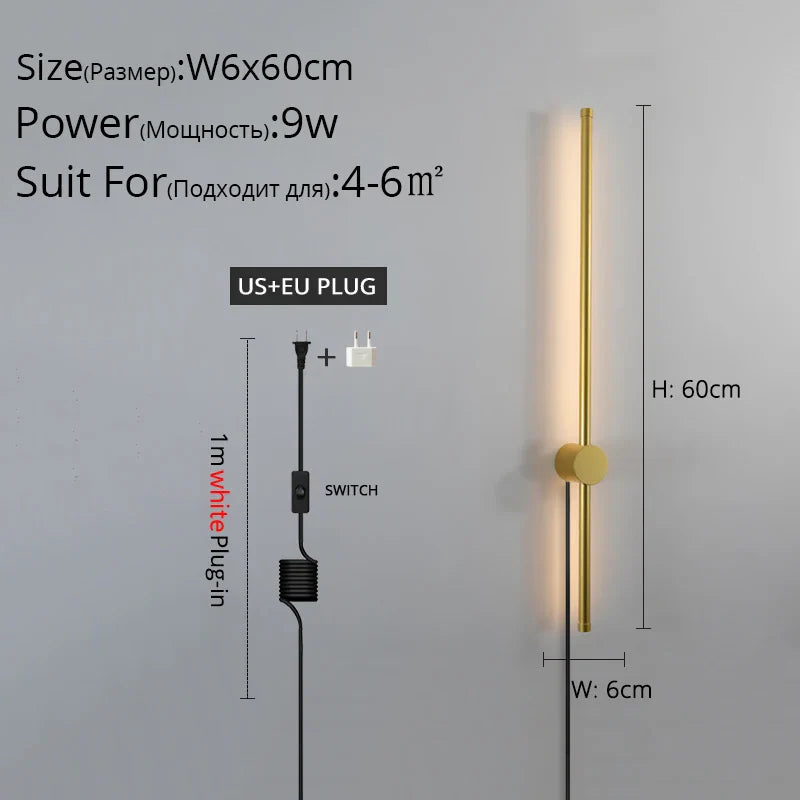 ديكوربايتس™ مصباح حائط LED أسود لغرفة المعيشة وغرفة النوم