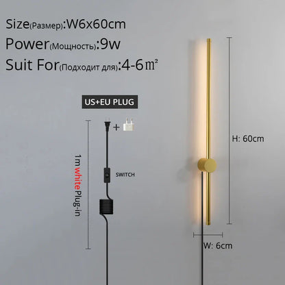 ديكوربايتس™ مصباح حائط LED أسود لغرفة المعيشة وغرفة النوم