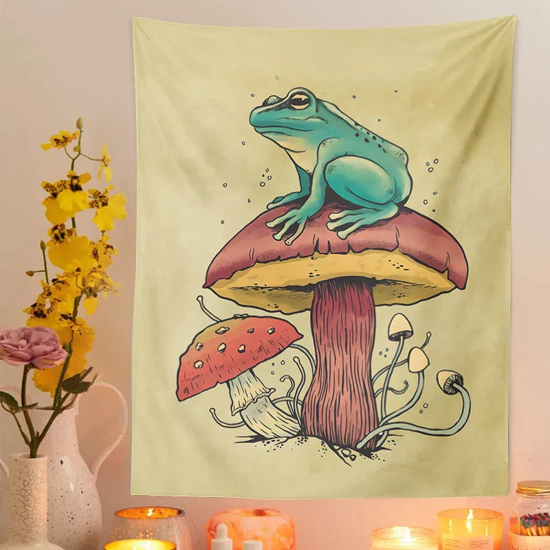 Decobites Frog Mushroom Psychedelic Tapestry Wall Hanging