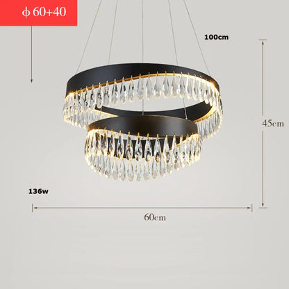 DecorBites™ Golden Crystal Stainless Steel Chandelier for Dining Room
