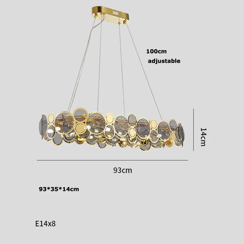 DecorBites™ Gold Iron Glass Chandelier Lighting for Dinning Room