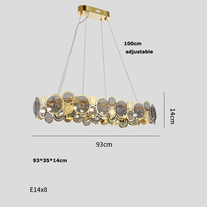 DecorBites™ Gold Iron Glass Chandelier Lighting for Dinning Room