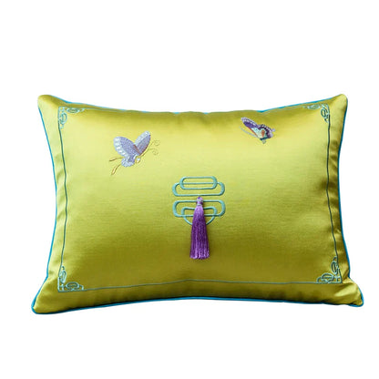 DecorBites™ Chinoiserie Butterfly Embroidered Cushion Cover for Mahogany Sofa