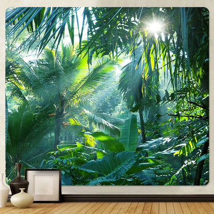 Decobites Psychedelic Forest Plants Leaves Tapestry Wall Hanging Yoga Mat Hippie Room Decor