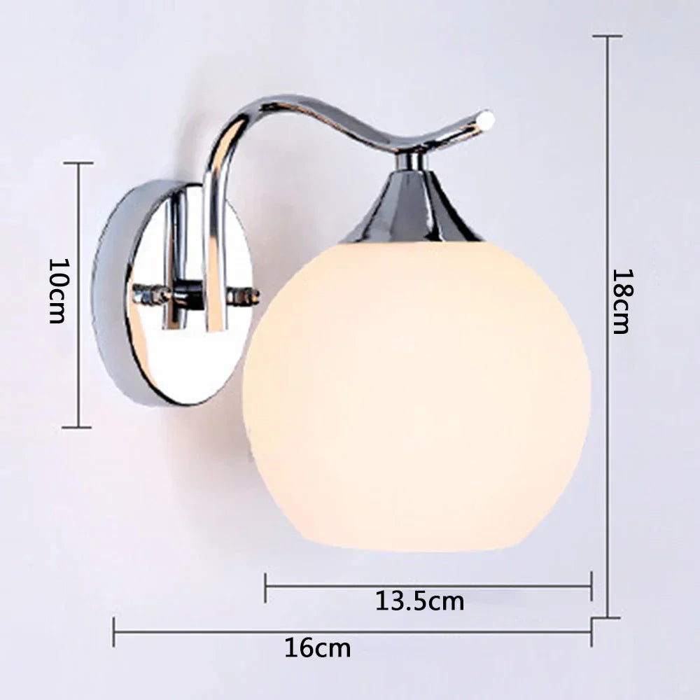 DecorBites™ Glass Wall Lamp: Modern Luxury White Ball Light for Bedroom, Aisle, Corridor