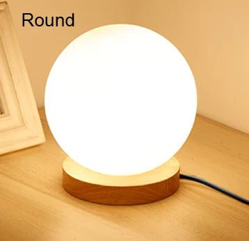 Lámpara de mesa LED con bola de cristal DecorBites™ y luz nocturna redonda de madera para escritorio