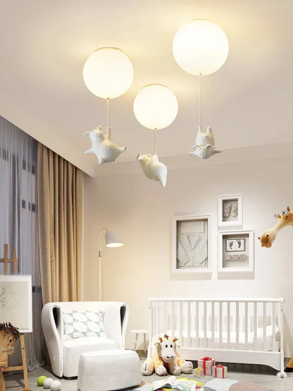 DecorBites™ Flying Pig Resin LED Ceiling Light Kids Bedroom Lamp Deco Fixtures