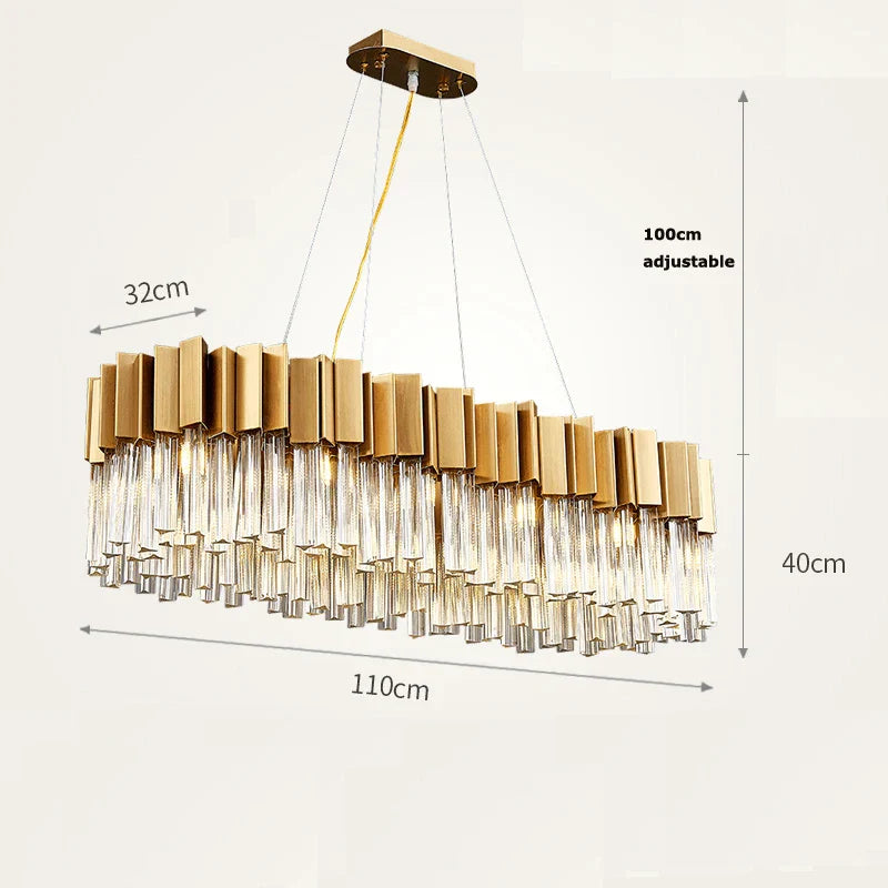 Gold Crystal Chandelier Light Round 100cm Foyer