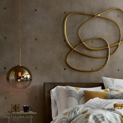 Lámpara colgante LED de bola de cristal DecorBites™: Decoración moderna de cocina nórdica en plata y oro