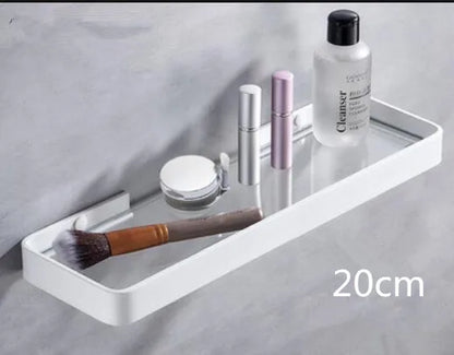 DecorBites™ Glass Corner Shelf with Bar for Bath and Kitchen Storage