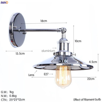 ديكور بايتس™ مصابيح حائط ريفية ذهبية عتيقة، إضاءة مرآة للدرج والحمام، ديكور علوي صناعي