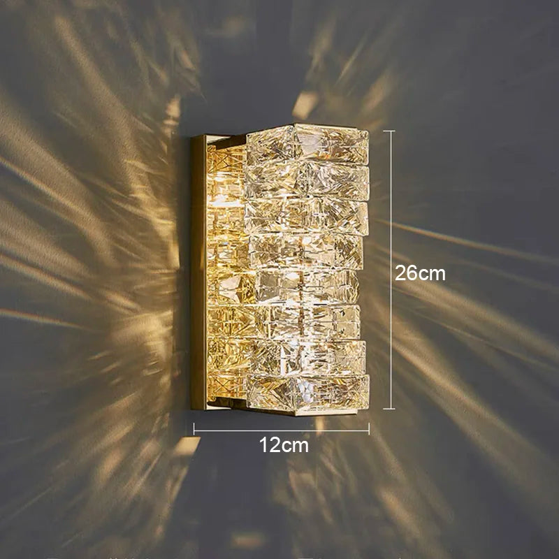 Gold Chrome Crystal Sconce For Living Room 60cm