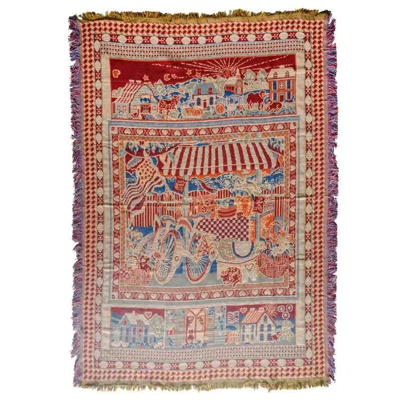 Funda de sofá DecorBites™ de punto bohemio con borlas - Manta suave de doble cara para sofá