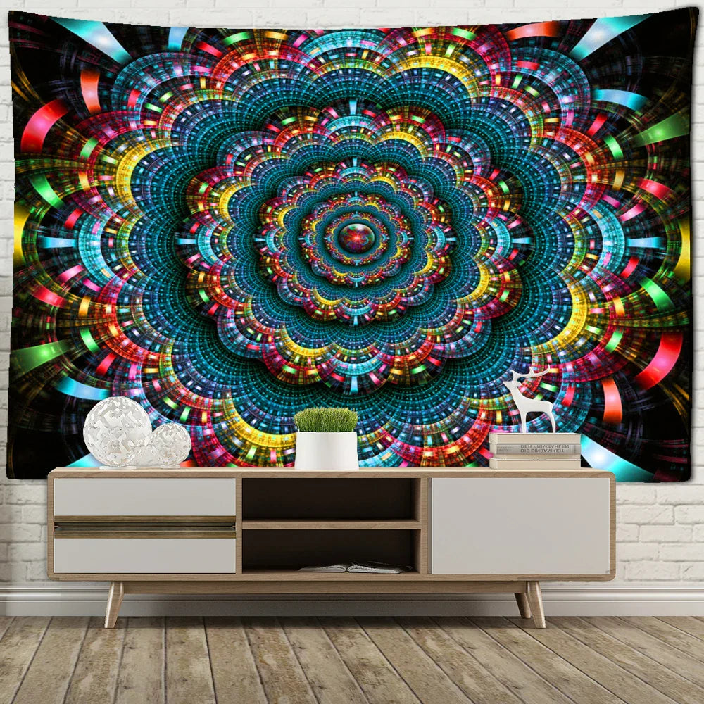 Decobites Psy Mandala Tapestry: Boho Room Decor & Camping Wall Hanging