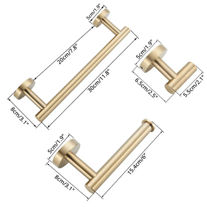 Juego de accesorios de baño DecorBites™: Barra para toallas, gancho para bata, estante, repisa, portarrollos de papel higiénico, gancho