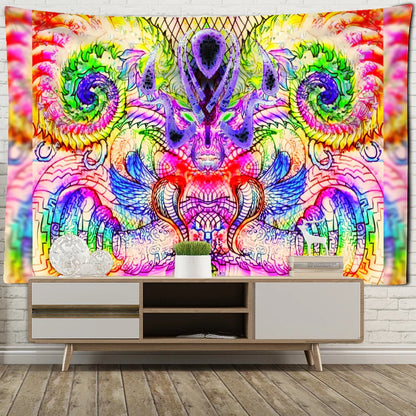 Psychedelic Eyes Tapestry Witchcraft Abstract Colorful Grim Reaper Hippie Home Decor by Decobites