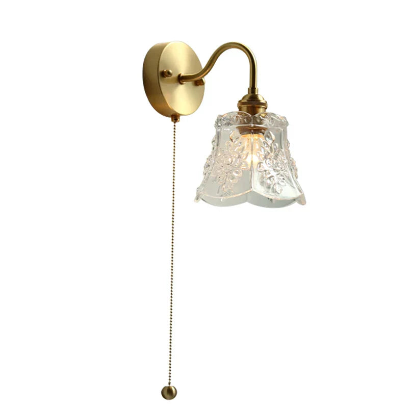 Aplique de pared de cobre con cadena para espejo de baño con luz LED de cristal DecorBites™