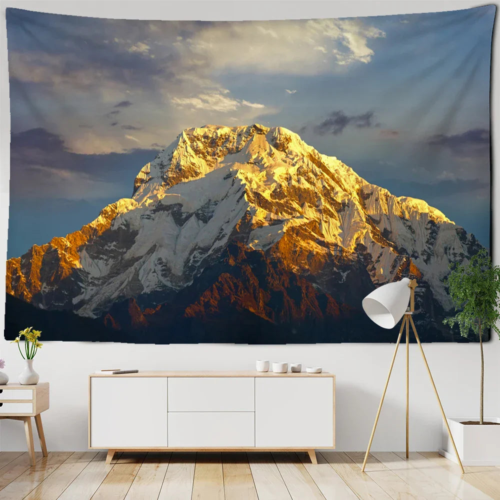 Mountain Peak Tapestry: Himalayas Scenery Wall Hanging by Decobites