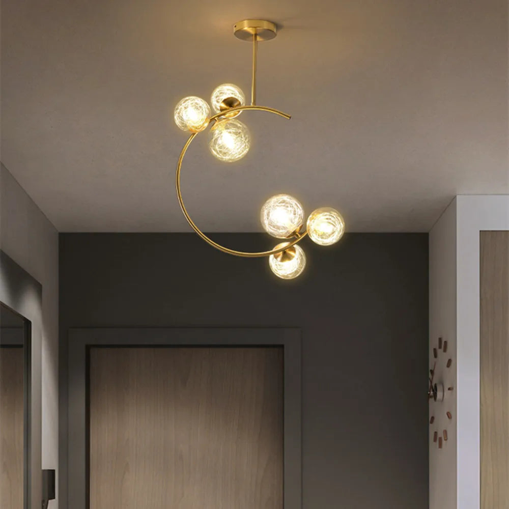 DecorBites™ Gold Glass Ball Chandelier for Living Room Kitchen Bedroom - 220V 110V