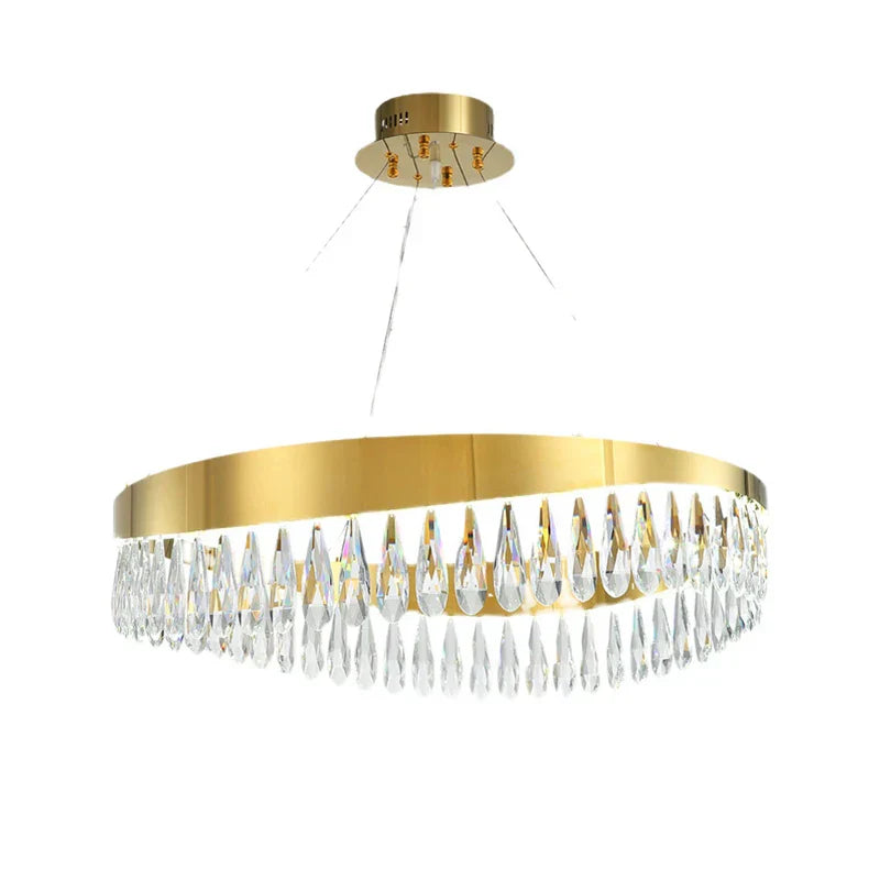 DecorBites™ Golden Crystal Stainless Steel Chandelier for Dining Room