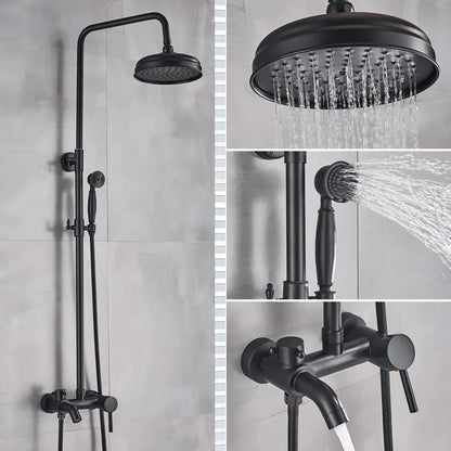 DecorBites™ Black Bronze Bathroom Shower Set with 8" Rainfall Head - Wall Mounted