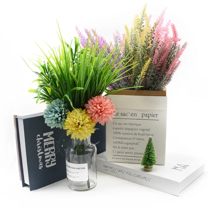 DecorBites™ Lavender Vase: Artificial Flowers Home Decor Wedding Decorative Flower Pot