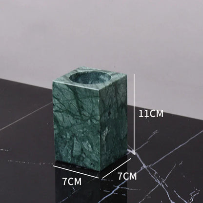 DecorBites™ Dark Green Marble Bathroom Set - Nordic Light Luxury Tray Toothbrush Holder Soap Dispenser Kit