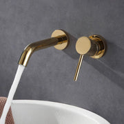 Decorbites™ Grifo Mezclador de Latón Dorado para Lavabo de Baño Empotrado en Pared para Agua Caliente y Fría