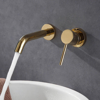 DecorBites™ Gold Brass In-Wall Basin Faucet Mixer Tap for Hot Cold Bathroom Sink