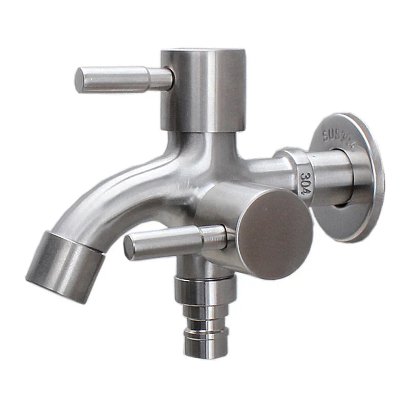 DecorBites™ Dual-Outlet Stainless Steel Faucet for Outdoor Garden Sink and Washing Machine
