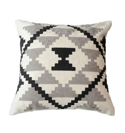 DecorBites™ Grey Embroidered Cotton Pillow Cover 45x45cm for Home Decor and Living Room