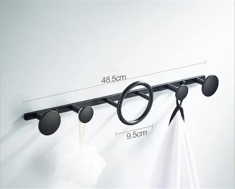 DecorBites™ Brass Towel Hook Set Bathroom Kitchen Hanger Gold Black Row Robe Hat Clothes