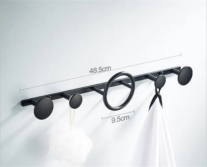 DecorBites™ Brass Towel Hook Set Bathroom Kitchen Hanger Gold Black Row Robe Hat Clothes